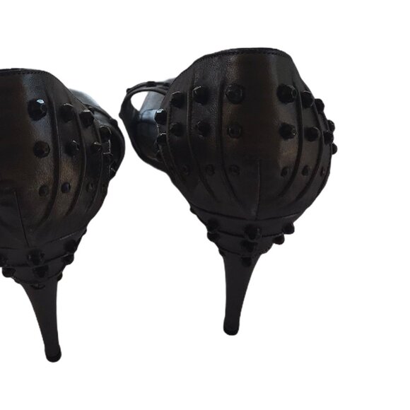 Manolo Blahnik Women's Black Studded High Heel Sandals Size 7 - Picture 2 of 4